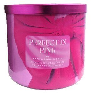 Bath & Body Works 3-Wick Perfect In Pink Candle scented cherries camellia almond